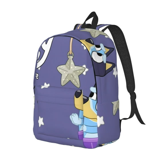 Kowoue Bluey Pattern Canvas Backpack – Student Double Shoulder Bag, Durable & Lightweight Canvas School & Outdoor Backpack-Small