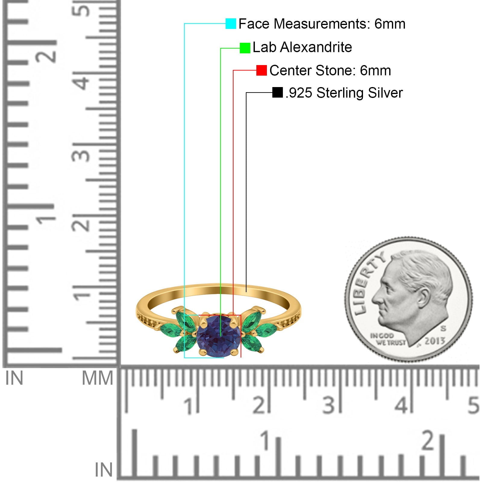 Lab Alexandrite Yellow Tone Silver Size-7 Art Deco Round Floral Vintage Leaf Style Marquise Green Emerald CZ Wedding Engagement Rings For Women 925 Sterling Silver Gifts For Her