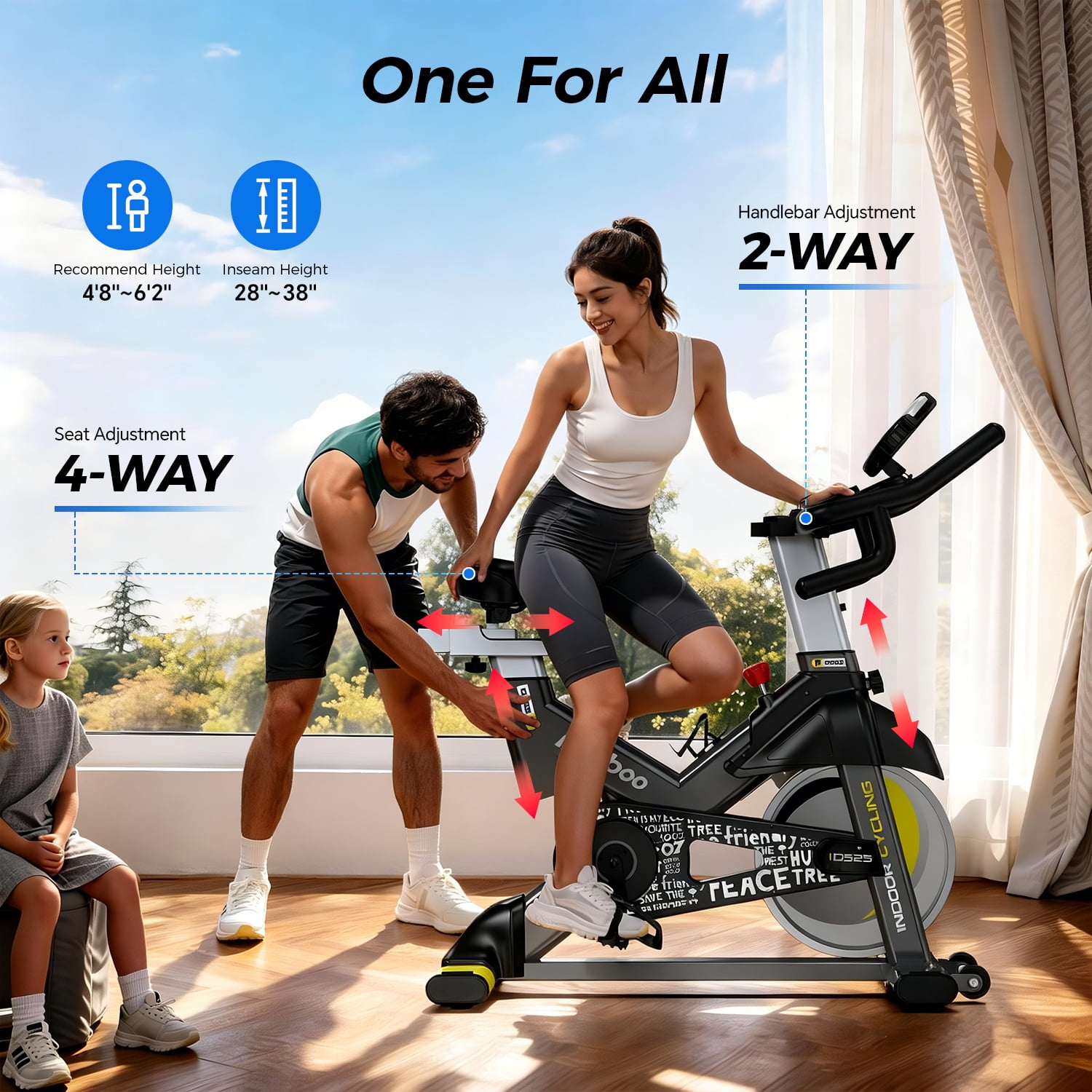 Pooboo Indoor Stationary Exercise bike Cycling Bicycle with LCD Monitor for Indoor Cardio Workout Max Weight 350 Lbs