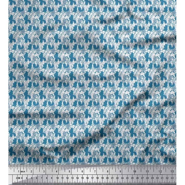 Soimoi Poly Georgette Fabric Flower Artistic Print Fabric by Yard 52 Inch Wide