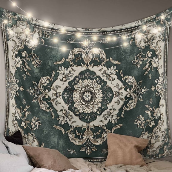 Green Boho Large Tapestry for Bedroom Wall Hanging Tapestry, Vintage Southwestern Geometric Abstract Ceiling Backdrop Tapestries Poster Blanket Wall Decor for Teens Room Living Room Dorm 86" x 104"