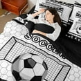thumbnail image 4 of Manfei Soccer Print Bedding Comforter Set 7 Pieces for Boys Girls, Football Sport Full Bedding Set, Geometry Honeycomb Fitted Sheet Flat Sheet, Microfiber Room Decor, 4 of 8