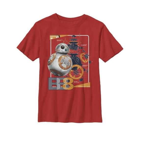 Boy's Star Wars The Last Jedi BB-8 Schematics Graphic Tee Red Large