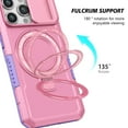 thumbnail image 2 of ELEHOLD Rugged Case for iPhone 15 Pro with Sliding Camera Lens Cover Rotation Ring Holder Stand Function Compatible with MagSafe Shockproof Cover for iPhone 15 Pro 6.1 Inch - Pink, 2 of 10