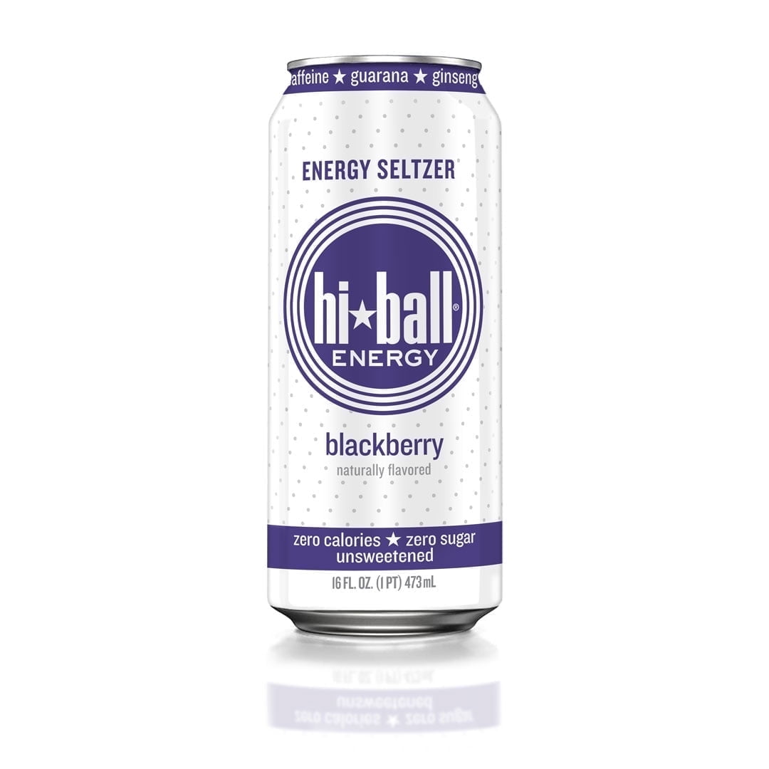 Hiball Clean Energy Drink, Zero Sugar Caffeinated Seltzer Water, Blackberry, 16 Fl Oz, 12 Pack