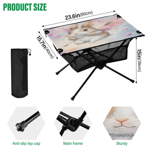 BZSMCE Camping Tables Simple Folding Table Heartfelt Hops Pattern Size:23.6*15.7in