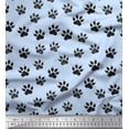 thumbnail image 1 of Soimoi Blue Heavy Satin Fabric Lion Stencil Foot Animal Print Fabric by Yard 54 Inch Wide, 1 of 3