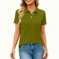 thumbnail image 6 of Polo Shirts for Women Short Sleeve Golf Shirts 4-Button Quick Dry Workout Tops Collared for Work Running Tennis Army Green S, 6 of 7