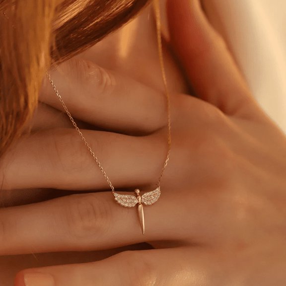 Angel Winges Pendant Necklace in 925 Sterling Silver - Birthday Gift For Her