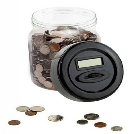 Colored Jars - Automatic Digital Money Counting Jar / Coin Counting Jar - Digital Piggy Bank with LCD Screen Black Colored