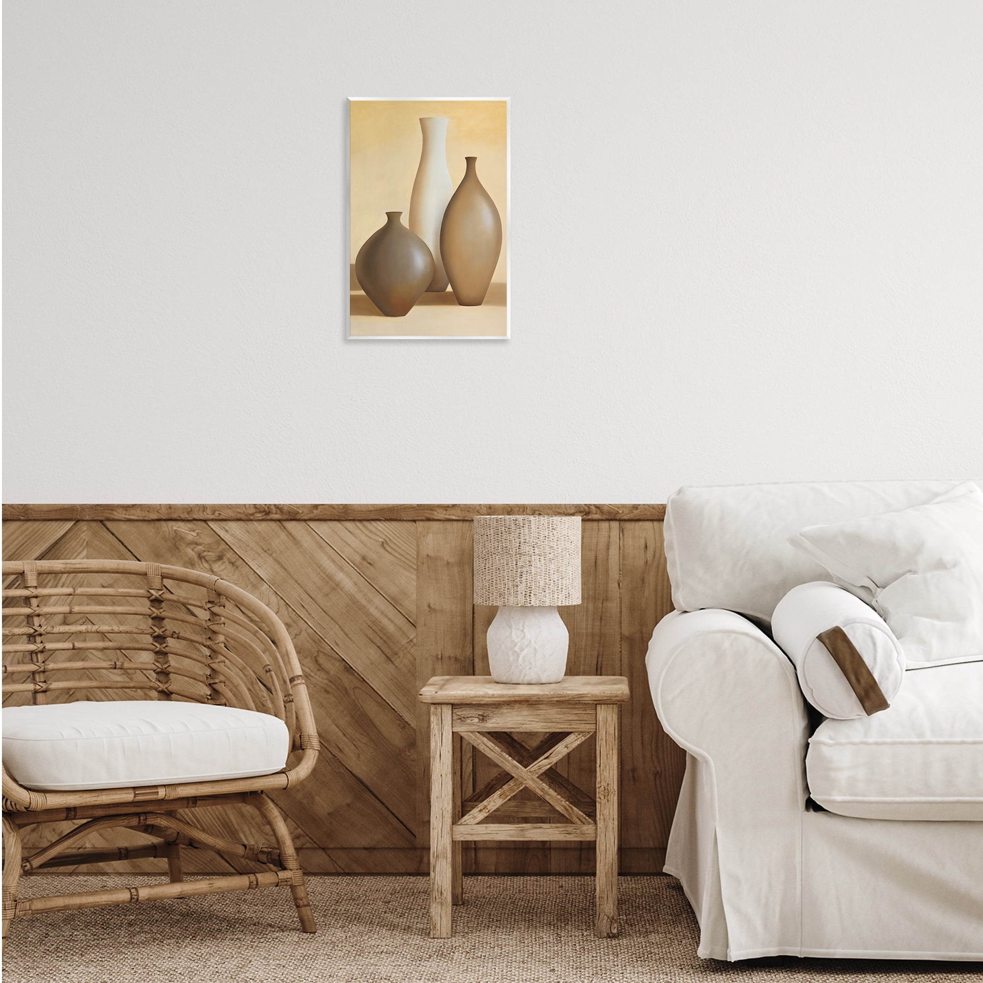Stupell Industries Natural Pottery Bottles Furniture Painting Unframed Art Print Wall Art, 13 x 19