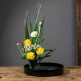 thumbnail image 6 of Black Flower Arrangement Vase and Pot Set for Hydroponic Flower Pots, Plastic Ikebana Style Shallow Vase with Non Slip Base for Home Floral Display, 6 of 7