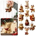 thumbnail image 5 of Forest Reading Animals Christmas Ornaments, 3.15 Inch 2D Acrylic Bookworm Animal Decorations, Cute Woodland Creature with Books Hanging Ornaments for Xmas Tree Home Party Decor -1 PCS, 5 of 5