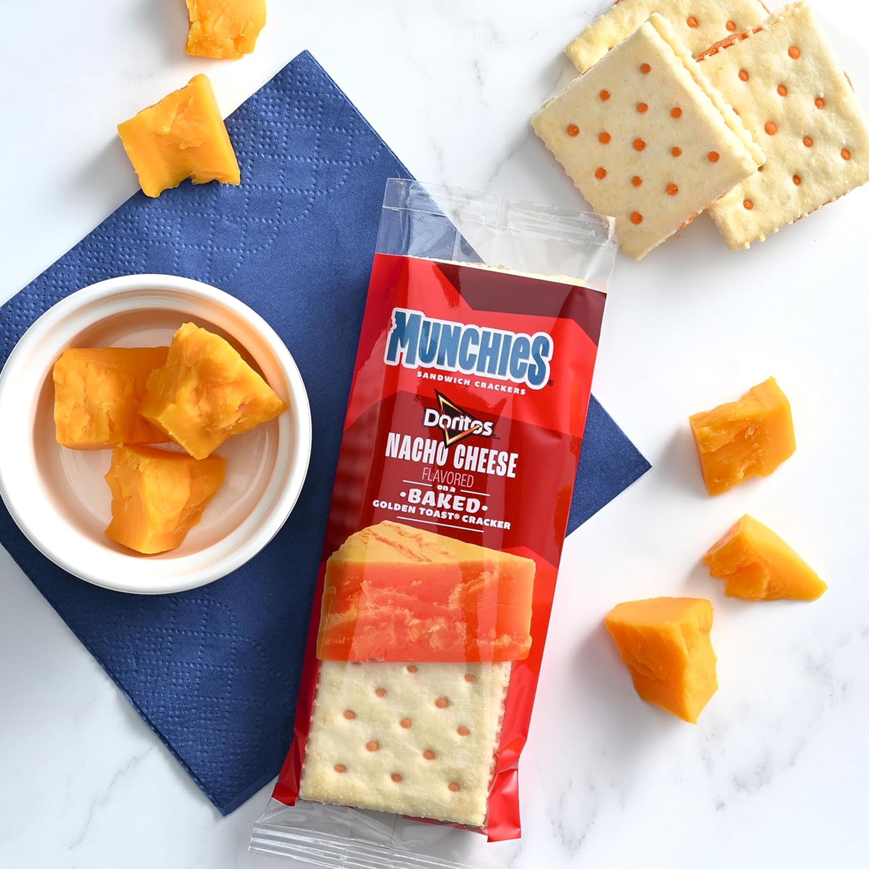 Munchies Baked Sandwich Crackers Variety pack, Doritos Nacho Cheese and Doritos Jalapeno Cheddar, (pack of 4, 32 Sleeves)