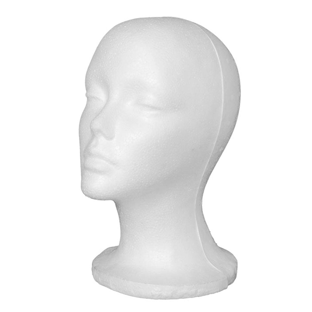 1xWhite Foam Maniquin Head Wigs Cap Glasses Display Wig Female Model Educational 