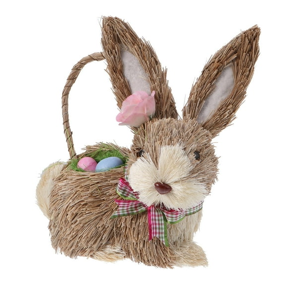 OFFIGAM Easter Rabbit Ornament Light Brown Woven for Tabletop and DIY