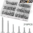 STONEGO 1Set/210Pcs 410 Stainless Steel Large Flat Head Drill Tail