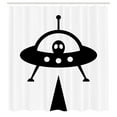thumbnail image 2 of Ambesonne Alien Shower Curtain, Monochrome Stamp Look Space, 69"Wx75"L, Charcoal Grey and White, 2 of 4