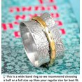 thumbnail image 3 of 925 Sterling Silver Spinner Ring for Women with Brass Fidget Ring Flowers Band, 3 of 6