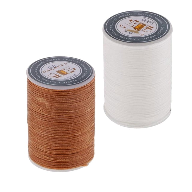 Cordón de Hilo Encerado de Poliéster Plano de 150D/0,8mm, 98 Yardas, para Manualidades de Cuero, Costura, Encuadernación, Bricolaje Café y blanco Gloria Hilo de coser