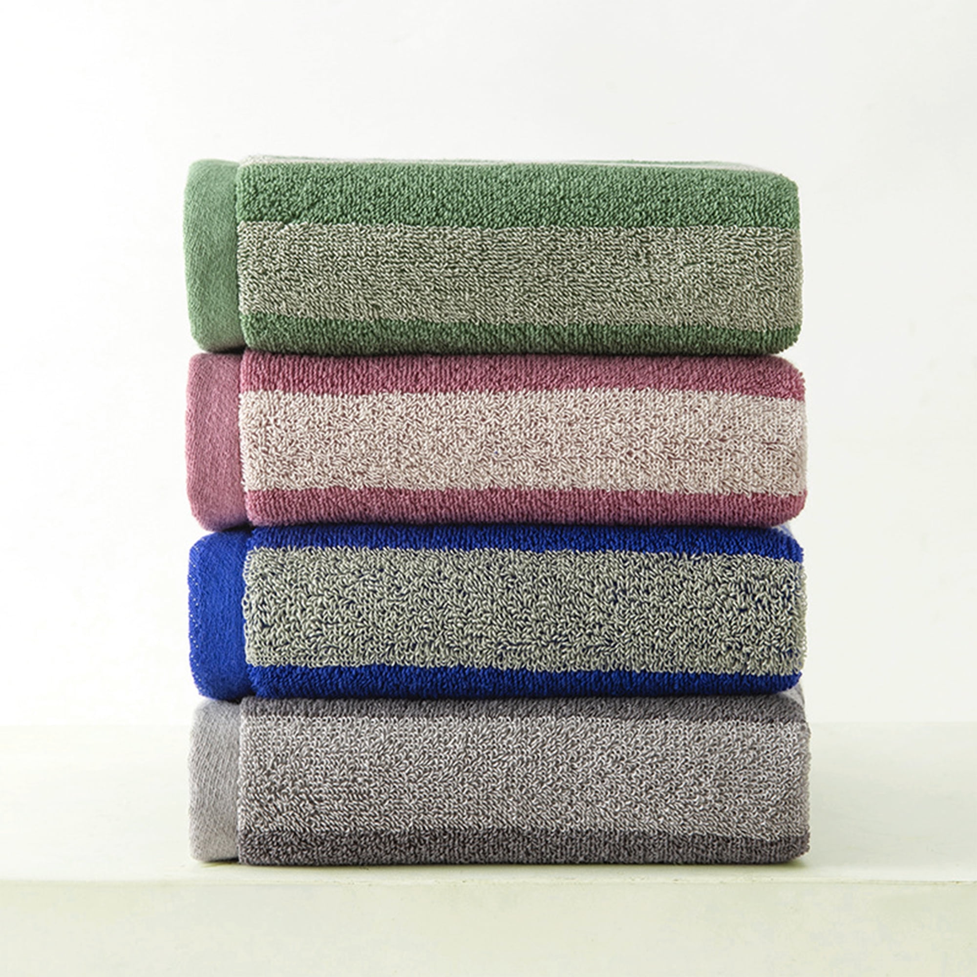 Unique Bargains Striped Cotton Hand Towel Set Soft Towels Blue 13" x 29" -4 Piece