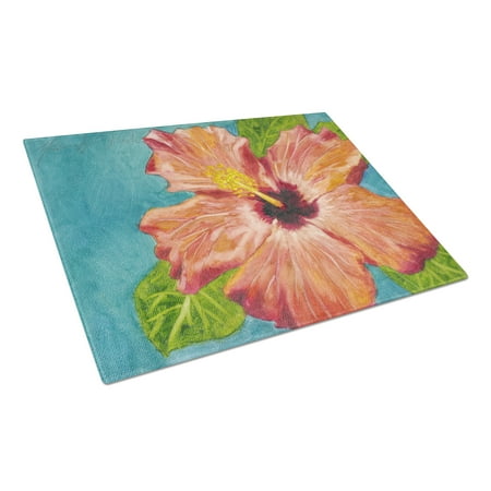 

Carolines Treasures TMTR0316LCB Coral Hibiscus by Malenda Trick Glass Cutting Board Large 12H x 16W multicolor