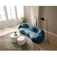 thumbnail image 5 of Mid Century Modern Curved Sofa, 3-Seat Boucle Couch for Living Room, Upholstered Couch with 3 Throw Pillows and Backrest, Accent Sofa Couch for Bedroom, Office, Apartment, Blue, 5 of 7