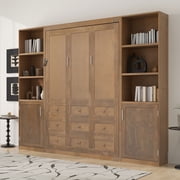 Harper & Bright Designs Queen Size Murphy Bed with Cabinets, Wooden Queen Cabinet Bed Wall Bed with Storage Shelves, Folding Wall Chest Bed for Bedroom Guest Room, Wood