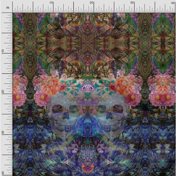 Soimoi Cotton Voile Fabric Floral & Panel Print Fabric by Yard 42 Inch Wide