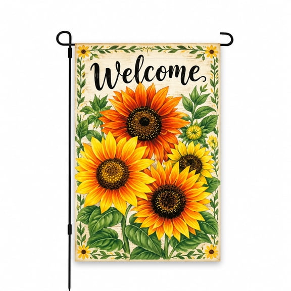 Welcome Sunflower Garden Flag 12x18 Inch - Bright Floral Design for Yard, Lawn, Porch, or Patio Outdoor Decor - Decorative Seasonal Display