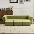 thumbnail image 2 of Ebern Designs Convertible Sectional Sofa with 3 Storage Ottomans, High-Resilience Foam Sleeper, Space-Saving Chenille Floor Sofa for Livingroom Studio Apartments, Home Offices, Easy Assenmbly, Green, 2 of 9
