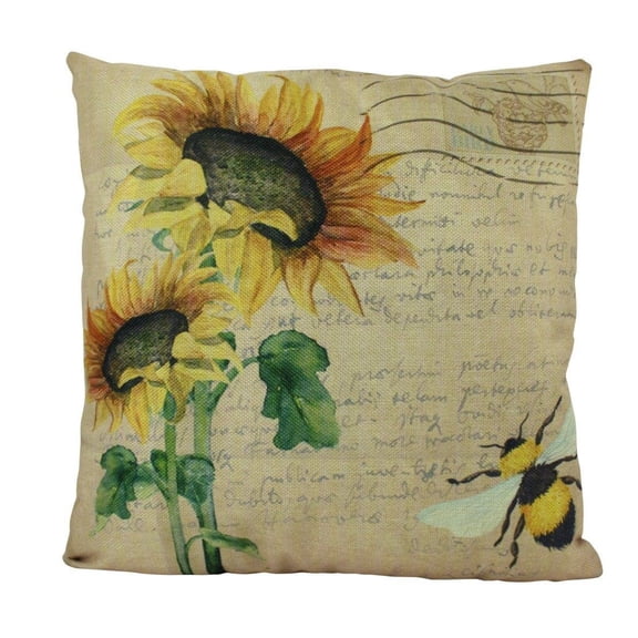 Sunflower | Bee | Pillow Cover | Sunflower Decor | | Farmhouse Decor | Home Décor | Floral Throw Pillows | Accent Pillow Covers | Gift