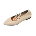thumbnail image 2 of Miluxas Women’s Knit Pointed Toe Flats, Adjustable Crisscross Ankle Tie Straps Slip On Ballet Shoes, Lace up Non Slip Casual Walking Dress Flats White 9.5(43), 2 of 5