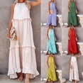 thumbnail image 1 of Gspmoly Robes pour Femmes Grande Taille, Robe Longue d'Été Décontractée pour Femmes à Col Rond, Unie, à Bandage, Sans Manches, Robes de Mariage pour Femmes Offres, 1 of 8