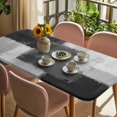 thumbnail image 3 of Black Abstract Table Cloths for 6 Foot Rectangle Tables, Grey Geometric Oil Painting Vintage Ombre Patio Waterproof Elastic Fitted Tablecloths, Washable Rectangular Table Cover for Camping, 3 of 8