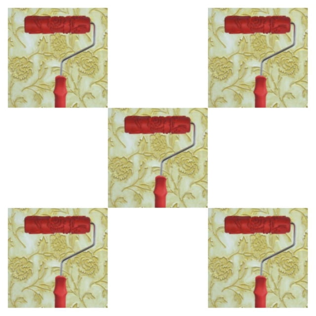 Sonducket 6.85 Inch Wall Empaistic Flower Pattern with Handle Plastic Roller Painting Type2 NO2