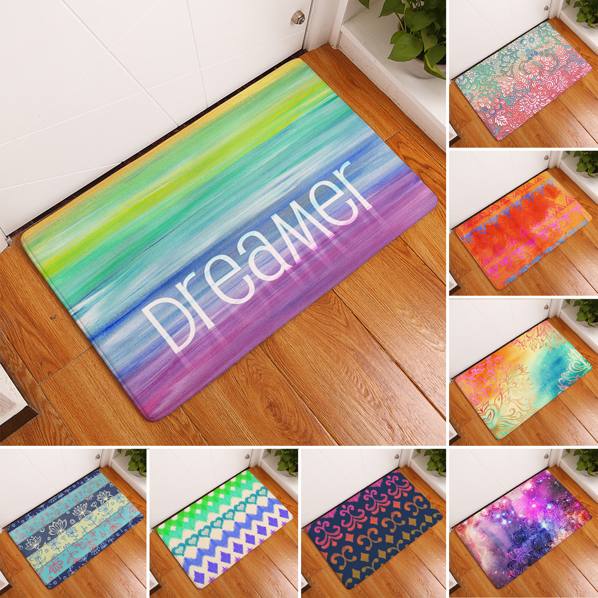 Floral Door Mats Carpet Non Slip Door Kitchen Bath Floor Mat Indoor