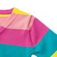 thumbnail image 6 of Spring Fall Kid Girls Rainbow Stripe Cardigan V Neck Button Sweater Coat(2-7T), 6 of 11