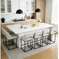 thumbnail image 5 of ClinQ Counter Height Bar Stools Set of 2, Hollow Back Kitchen Island Barstools, Upholstered Linen Fabric Counter Stools with Metal Frame, Gray, 5 of 7