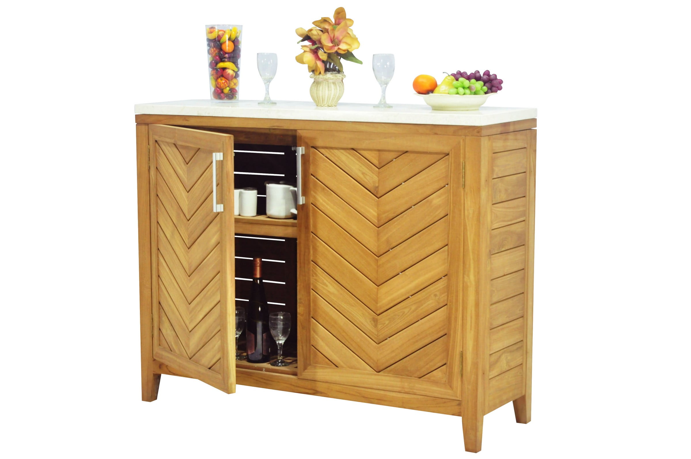 Outdoor teak store storage cabinet