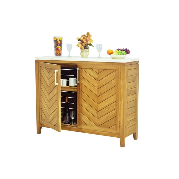 Wholesale Teak 2 Doors Outdoor Patio Ventura Cabinet Natural Teak Wood, 47.25" x 16" x 37.5"