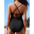 thumbnail image 5 of Charmo Women Scoop Neck One Piece Swimsuit Cutout Monokini Bathing Suits Tummy Control Button Swimwear, 5 of 7