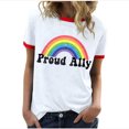 thumbnail image 2 of Ventes de Liquidation d'Été Iumwxz Tunique Décontractée à Bord Côtelé Coupe Classique T-Shirt Femmes Hauts Graphiques Arc-en-Ciel t-Shirts Manches Courtes Col Rond Hauts pour Femmes Articles en Liquidation Datant, 2 of 4