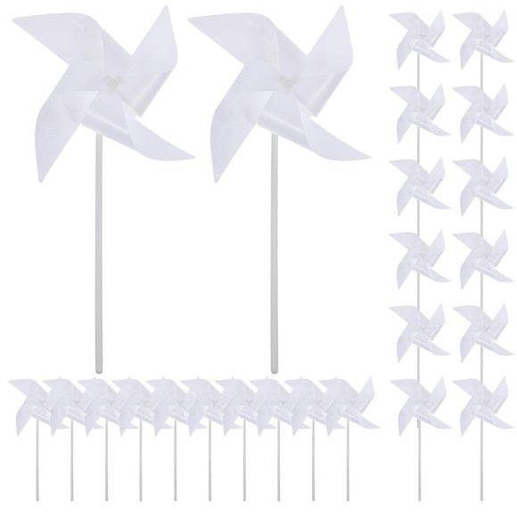 White Plastic Pinwheels DIY Toy for Decor 24Pcs Handmade Pinwheels