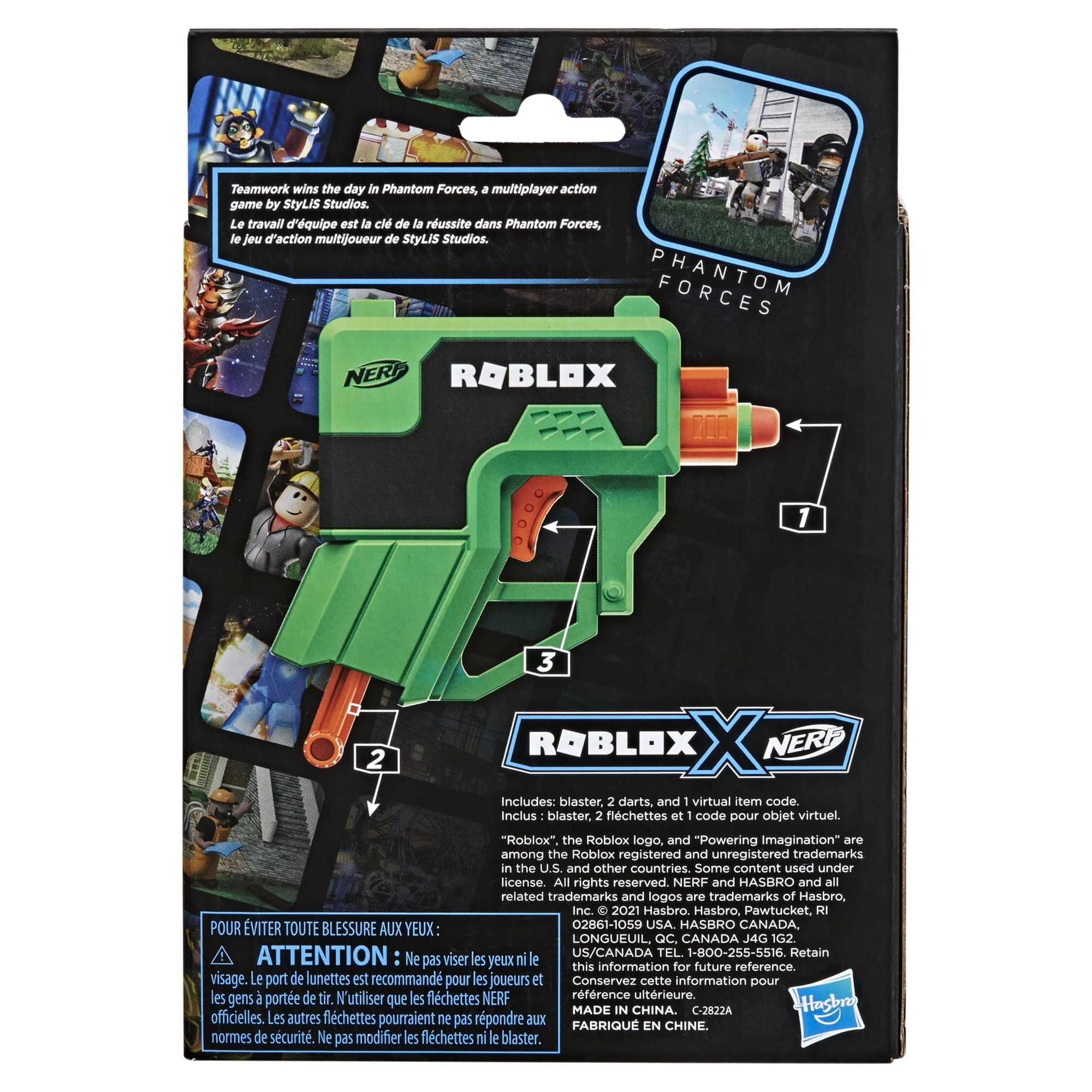 NERF Roblox Phantom Forces: Boxy Buster Dart Blaster, Removable