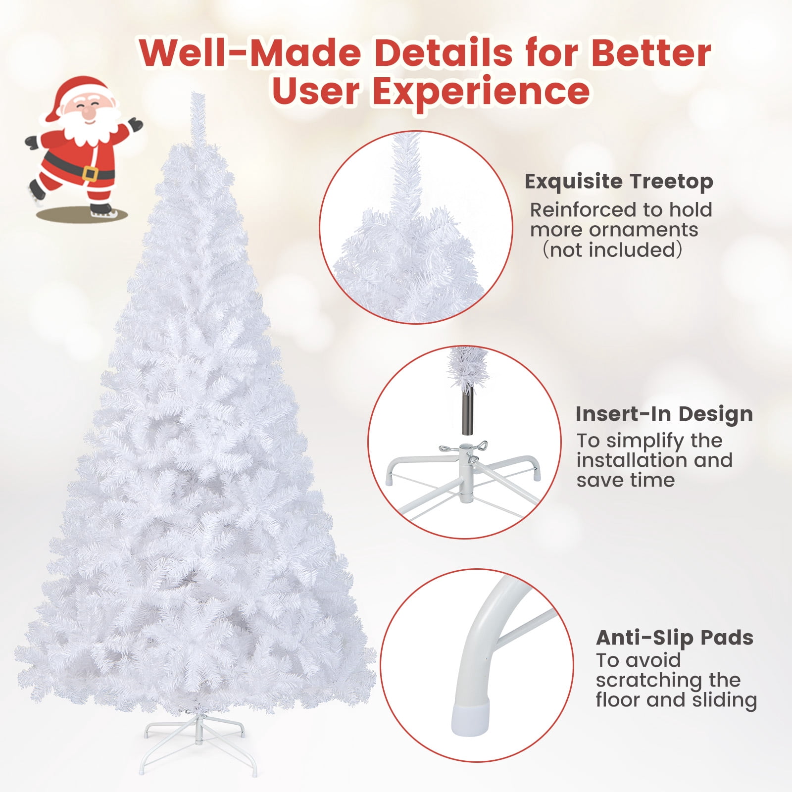 Costway 7Ft Artificial PVC Christmas Tree Stand Indoor Outdoor White