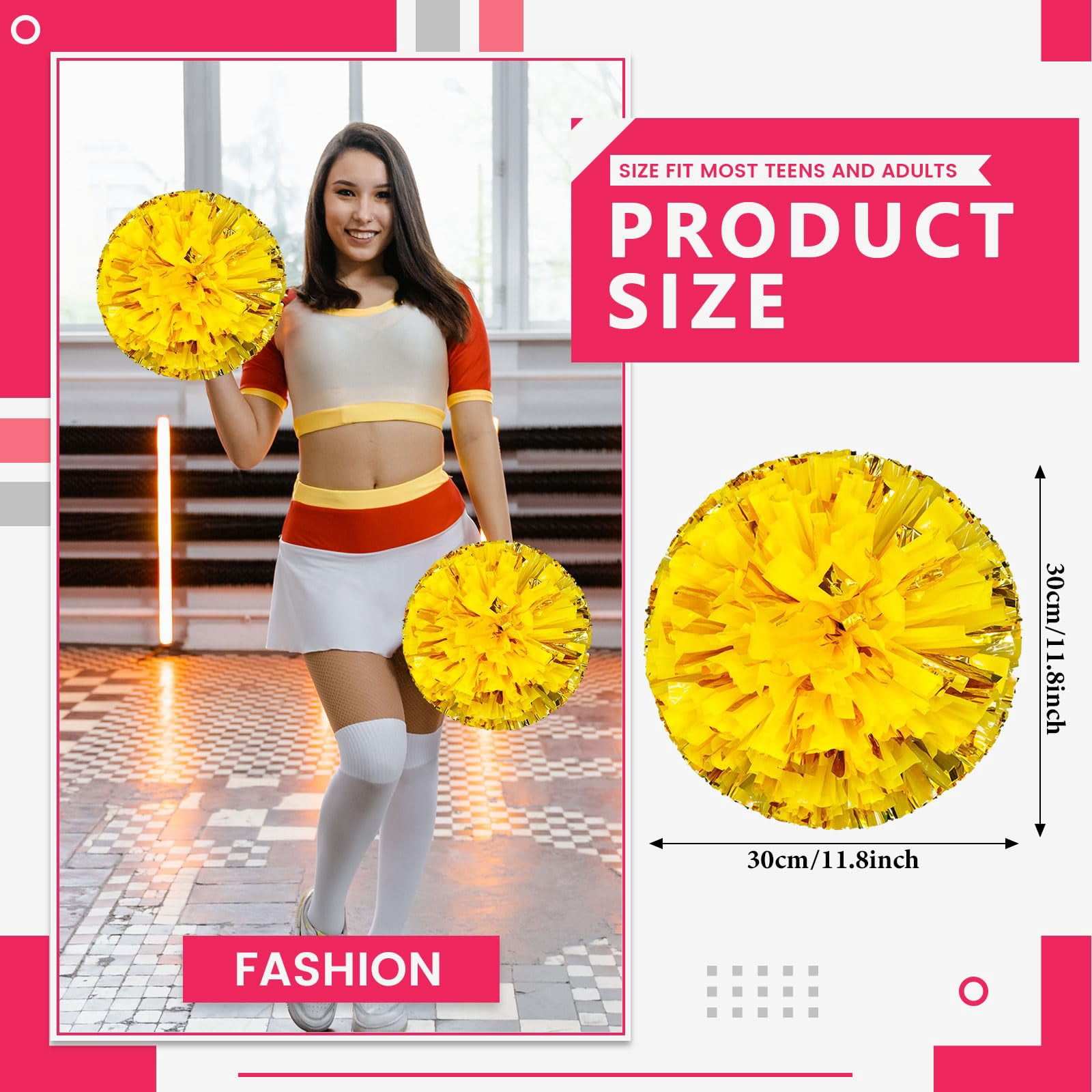 14 Pcs Cheerleading poms,pom poms Cheerleading with Finger Holes Cheer Pom Pomsfor Dance, Matches, Team Spirit Sports