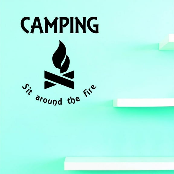 Custom Decals Camping Sit Around The Fire Wall Art Size: 16 X 24 Inches Color: Black
