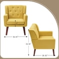thumbnail image 3 of Accent Chair, Comfy Upholstered Mid Century Modern Armchair, Button-Tufted with Linen Fabric Lounge Arm Chairs for Living Room Bedroom (Yellow), 3 of 7