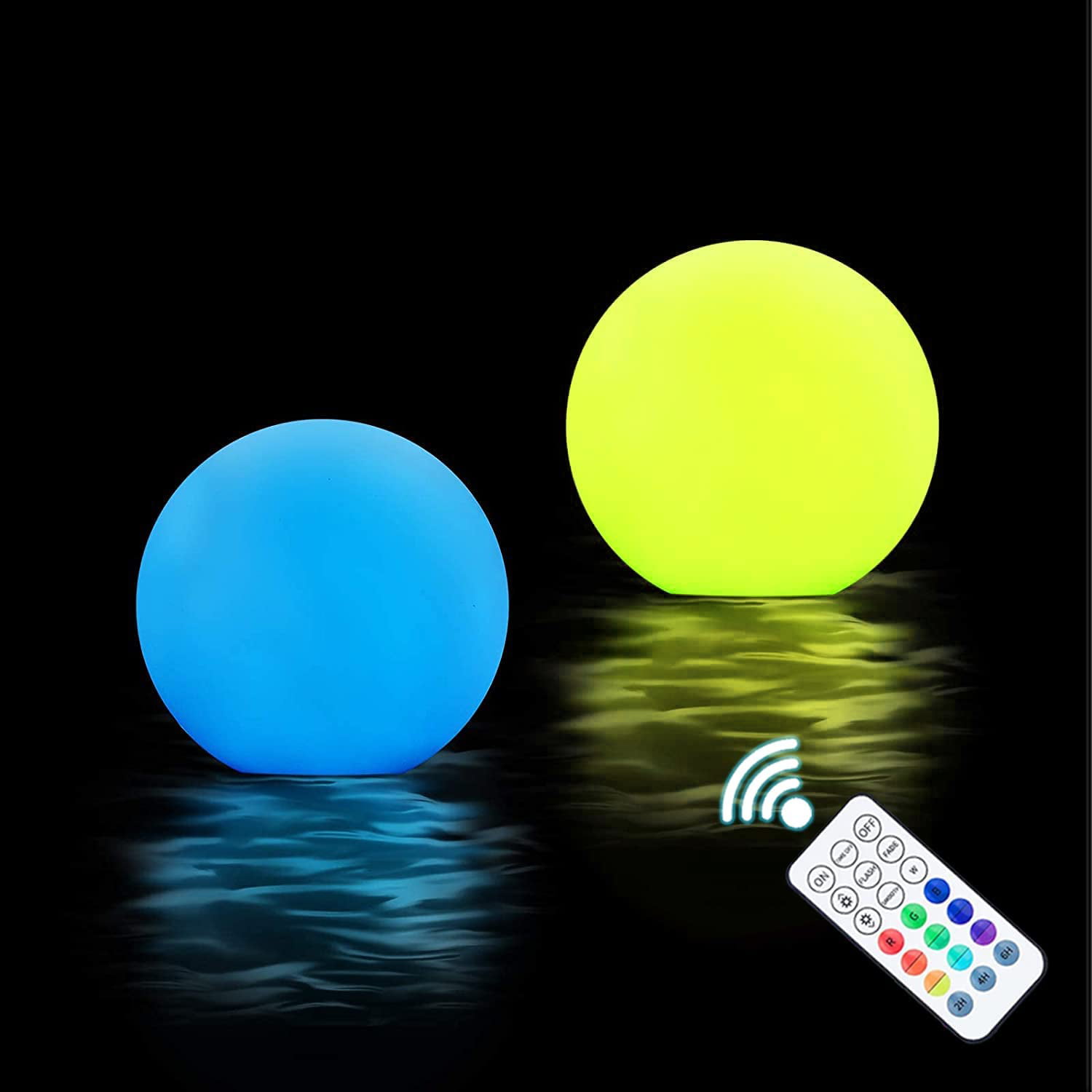 IP68 Waterproof Inflatable Solar Lights for Swimming Pool 19 inch 2 Pack Outdoor LED Glow Lights with 16 Colors Changing Night Lights Yeetou Solar Floating Pool Lights with Remote Lawn 